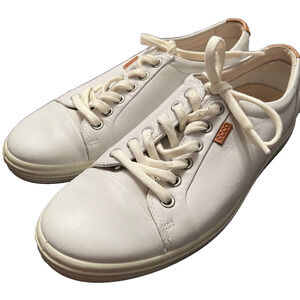 ECCO Womens Soft 7 White Leather Comfort Sneakers Sz 40/9 9.5